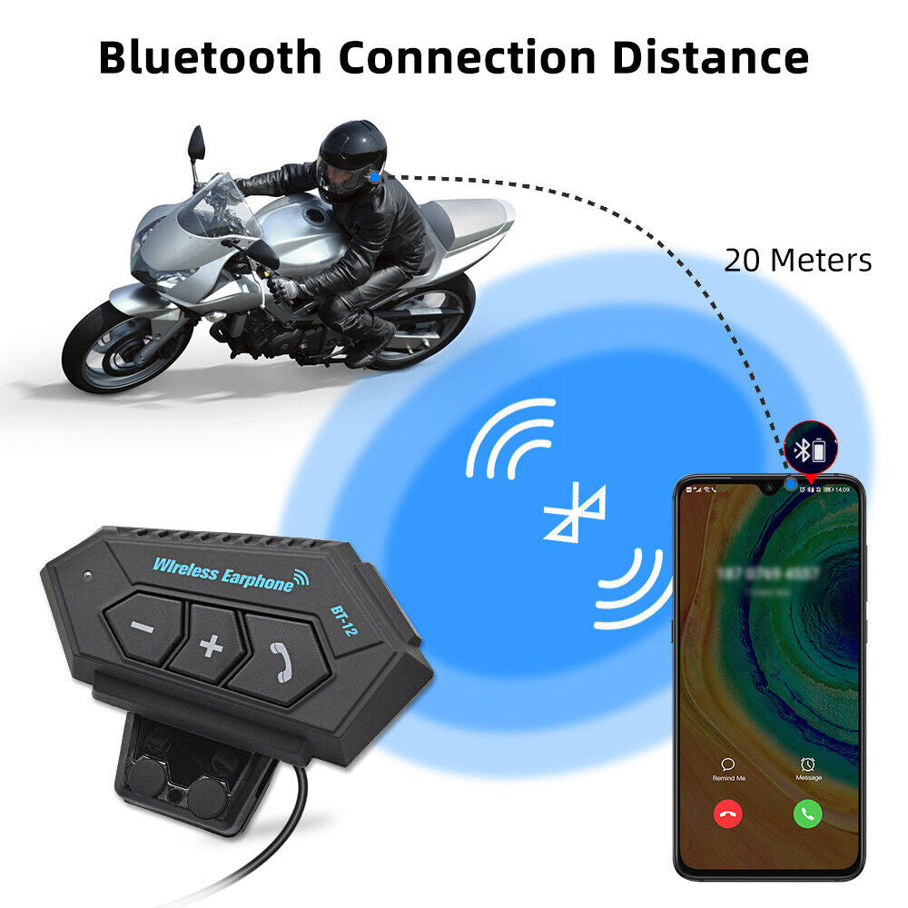 Motorcycle Helmet Bluetooth Headset Wireless Hands-Free Speaker Headphone Image 4