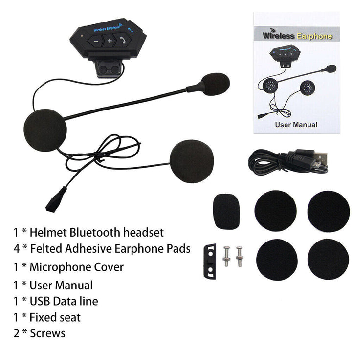 Motorcycle Helmet Bluetooth Headset Wireless Hands-Free Speaker Headphone Image 8