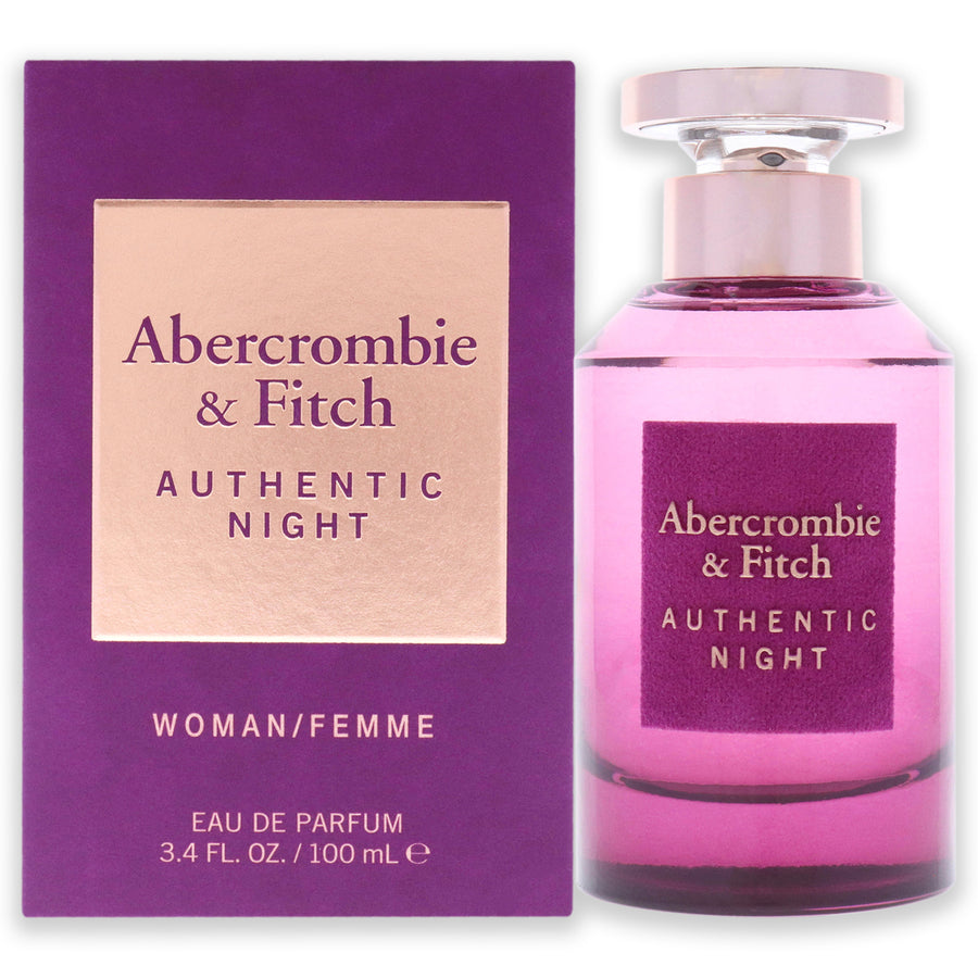 Abercrombie and Fitch Authentic Night EDP Spray 3.4 oz Image 1