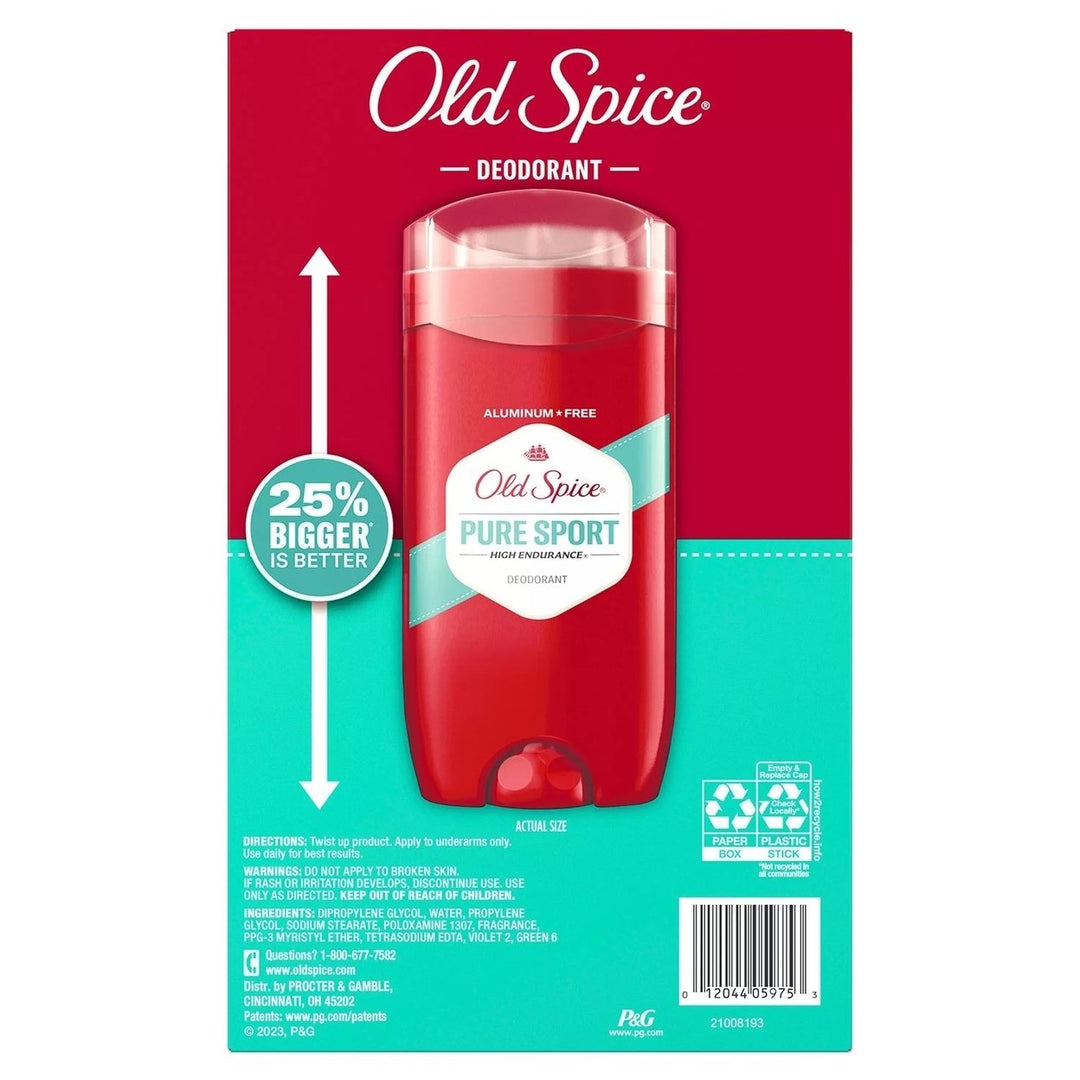 Old Spice High Endurance Deodorant 48-Hr. Protection Pure Sport 3 Oz (5 Pack) Image 2