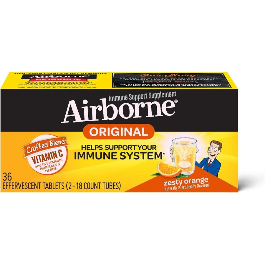 Airborne Immune Support Tablets - 36 Count - Zesty Orange Image 1