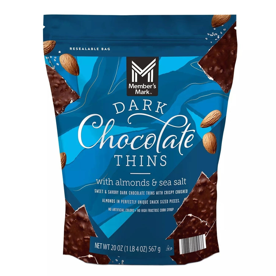 Members Mark Dark Chocolate Thins with Almonds and Sea Salt (20 Ounce) Image 1