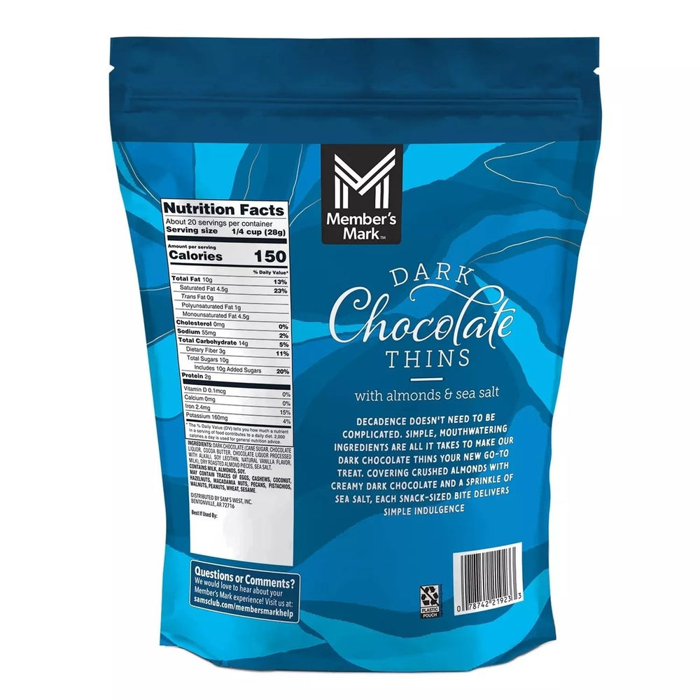 Members Mark Dark Chocolate Thins with Almonds and Sea Salt (20 Ounce) Image 2