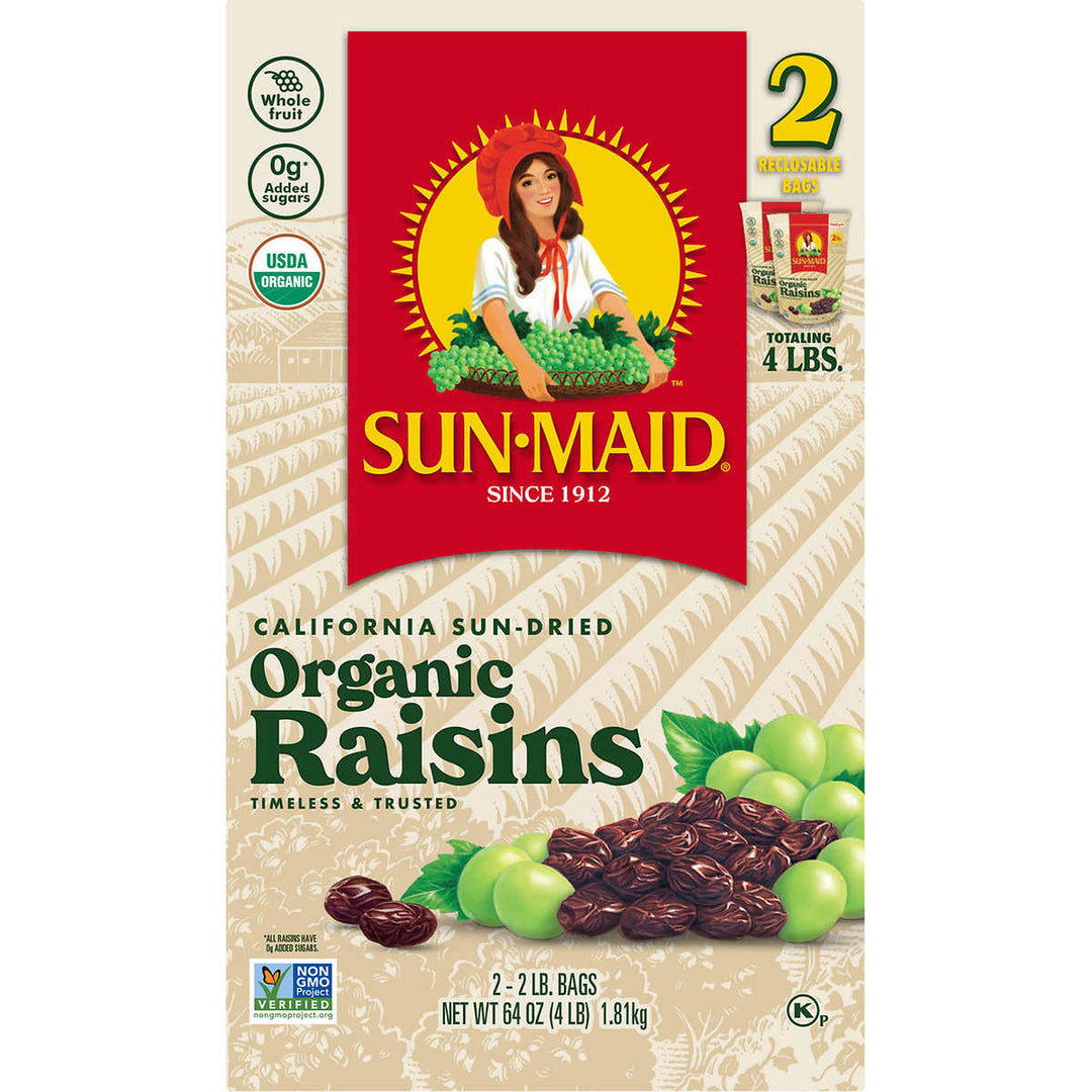 Sun-Maid Organic California Sun-Dried Raisins 2 Pounds (2 Count) Image 1