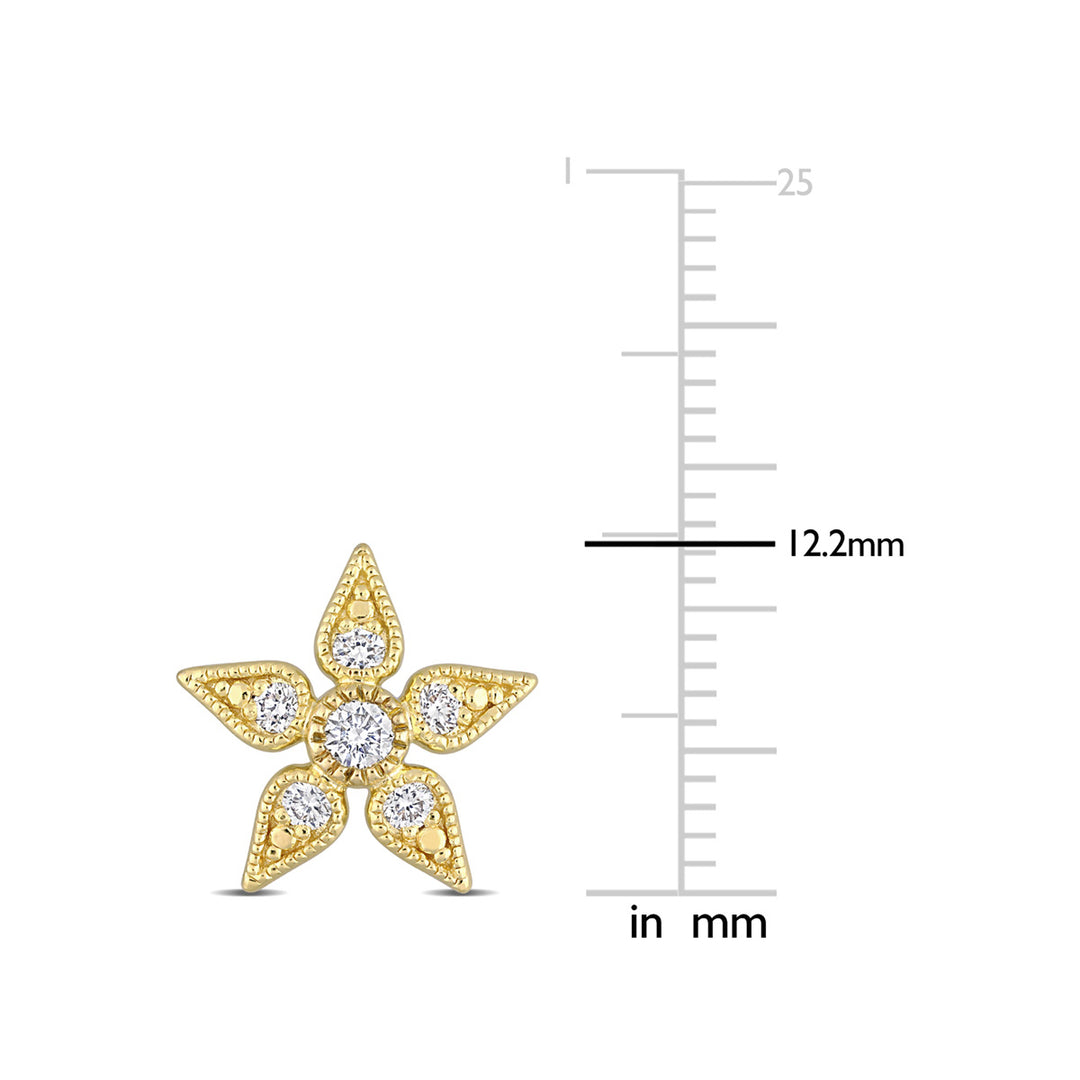 1/3 Carat (ctw) Lab Grown Diamond Flower Earrings in Yellow Sterling Silver Image 4