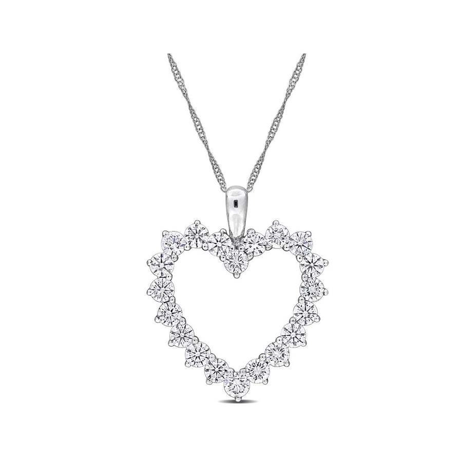 2.00 Carat (ctw VS1-VS2) Lab-Grown Diamond Heart Pendant Necklace in 14K White Gold with Chain Image 1