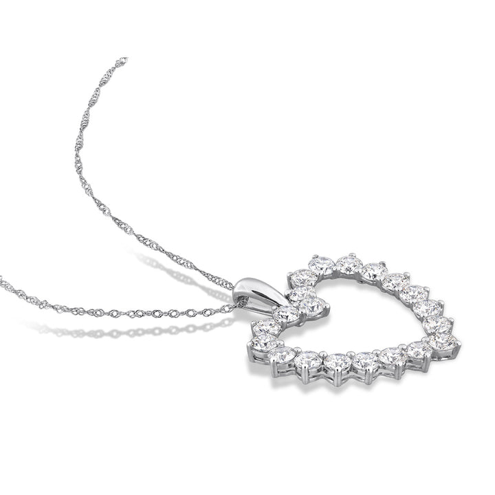 2.00 Carat (ctw VS1-VS2) Lab-Grown Diamond Heart Pendant Necklace in 14K White Gold with Chain Image 4
