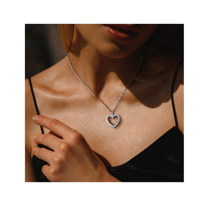 2.00 Carat (ctw VS1-VS2) Lab-Grown Diamond Heart Pendant Necklace in 14K White Gold with Chain Image 4