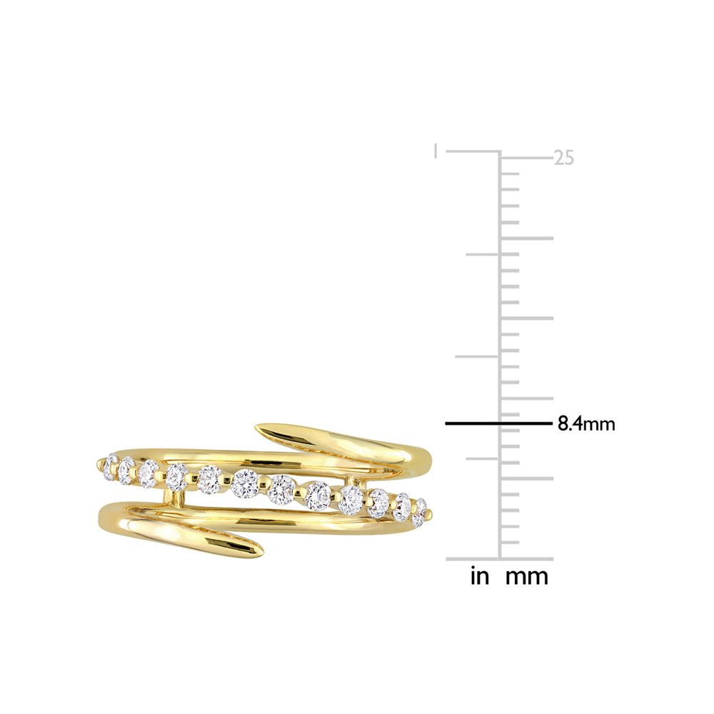 1/4 Carat (ctw VS1-VS2G-H) Lab-Grown Diamond CrossOver ring in Yellow Sterling Silver Image 2