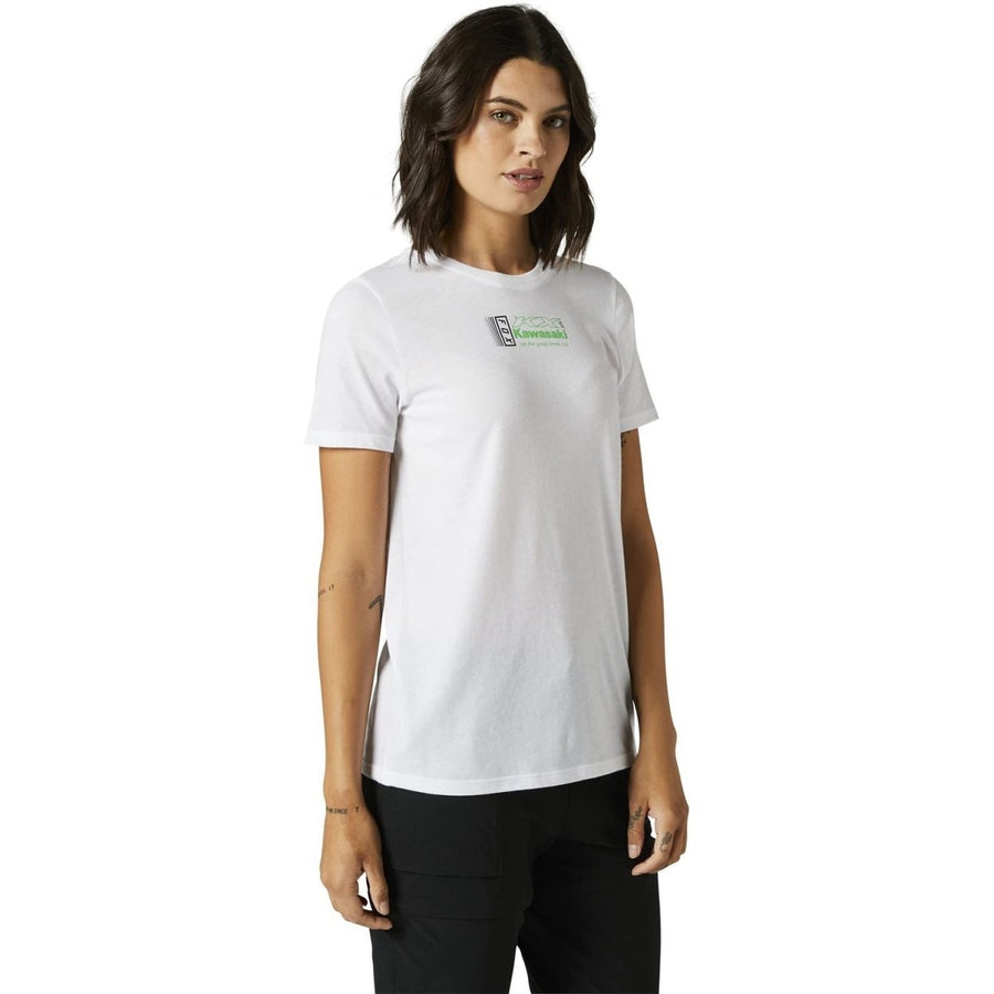 Fox Racing Womens Kawasaki Short Sleeve Tee White Size M Sporty Casual Wear Image 1