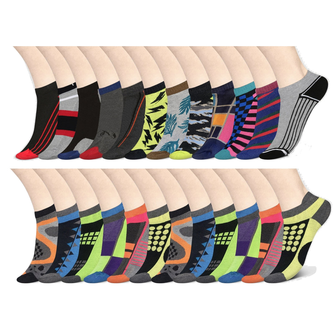 Mens Performance Ankle Socks 9 Pairs Moisture Wicking Cushioned Low Cut 6-12 Image 1