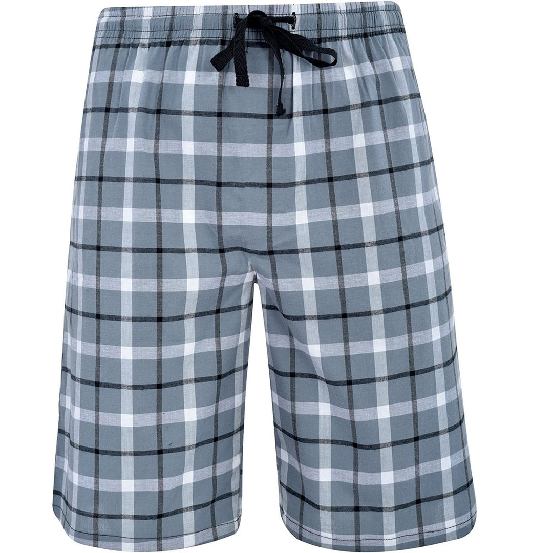 Mens Ultra Soft Plaid Lounge Pajama Shorts 100% Cotton Sleepwear Comfortable Image 3