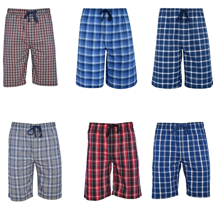 Mens Ultra Soft Plaid Pajama Shorts 3-Pack Lightweight Cotton Sleepwear Size Choice Image 1