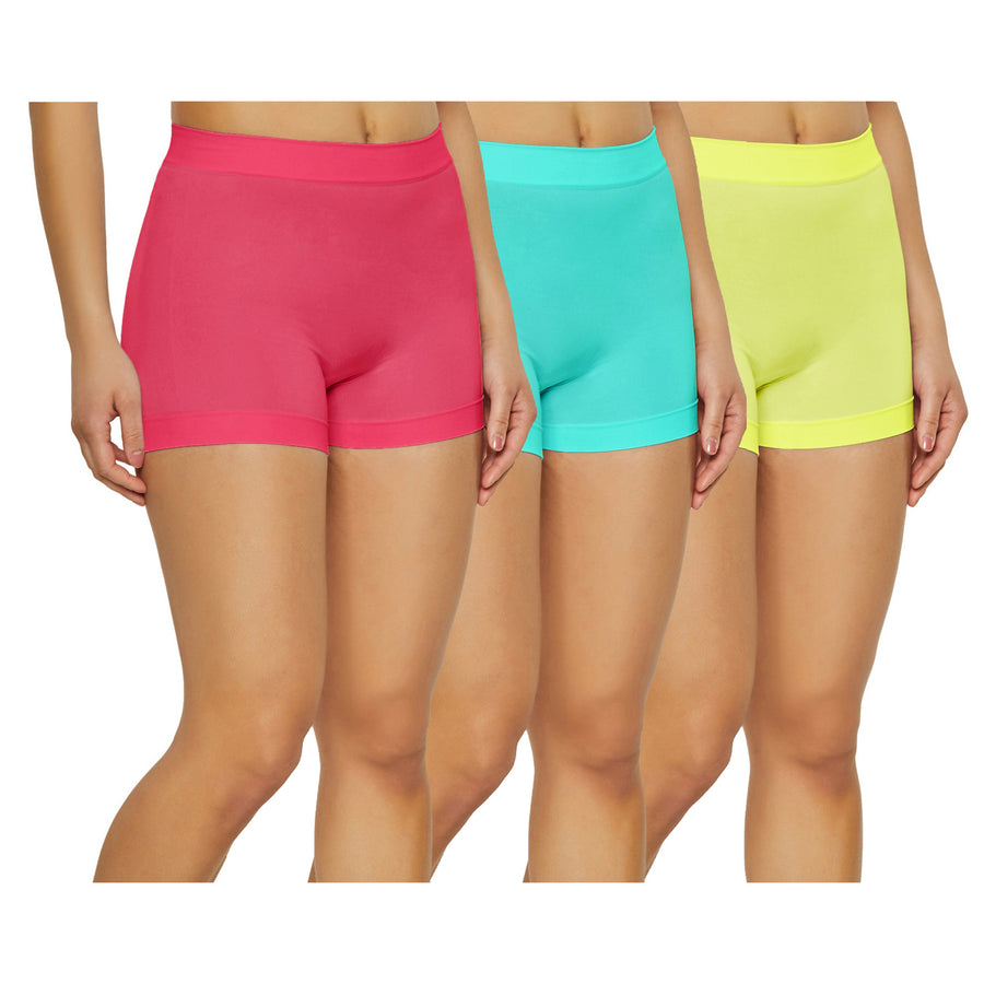 3-Pack Womens High Waisted Biker Bottom Shorts - Yoga Gym Running Ladies Pants Image 1