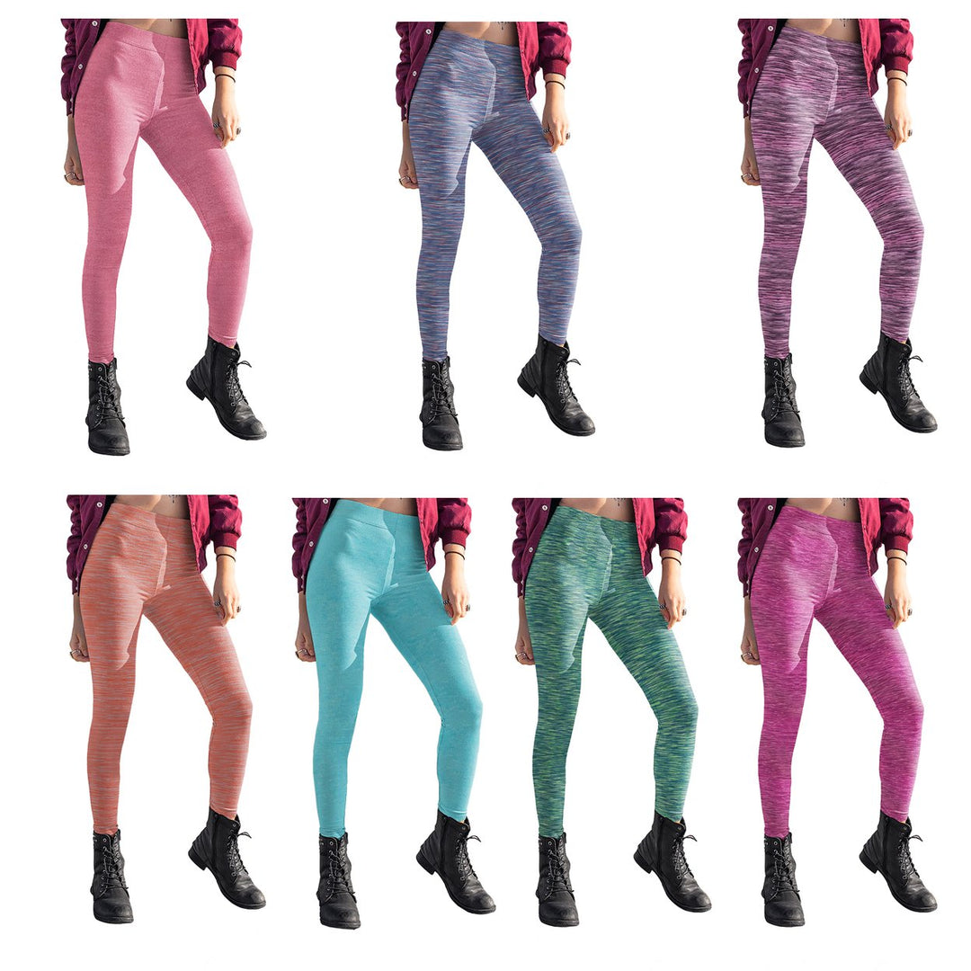 Womens Ultra-Soft Space Dye Yoga Leggings 2/4 Pack Seamless Stretch Active Wear Image 1