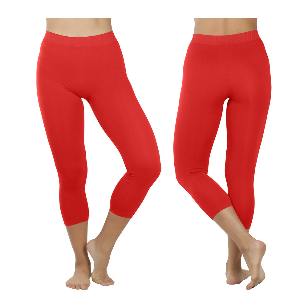 2-Pack Women Ultra-Soft High Waisted Smooth Stretch Active Yoga Capri Leggings (Plus Size Available) Image 2