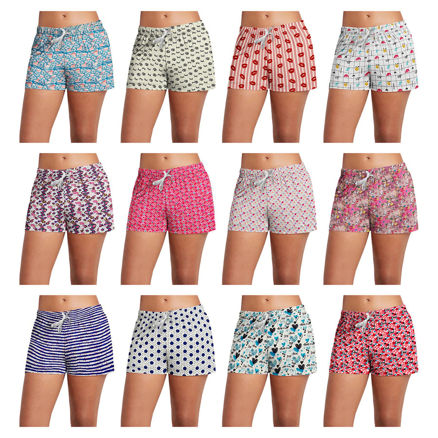 6-Pack Womens Super Soft Lightweight Pajama Shorts With Drawstring Comfort Image 1