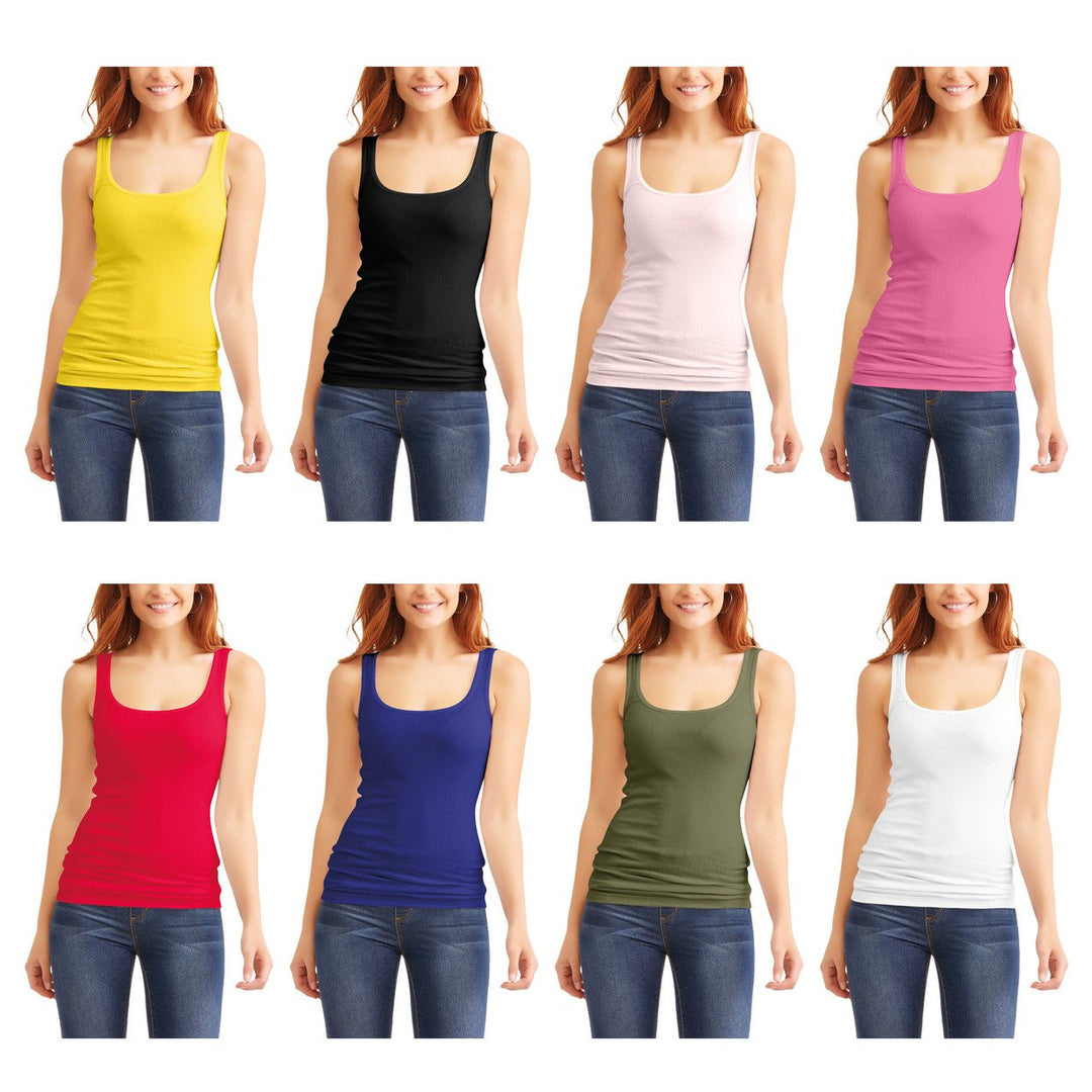 2-Pack Womens 100% Cotton Ribbed Racerback Tank Tops S-XL Comfortable Fit Image 1