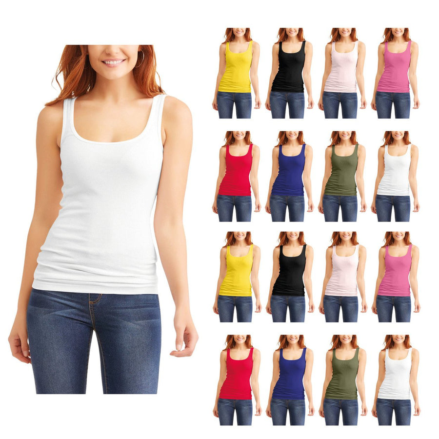 5-Pack Womens 100% Cotton Ribbed Racerback Tank Tops S-XL Comfortable Fit Image 1