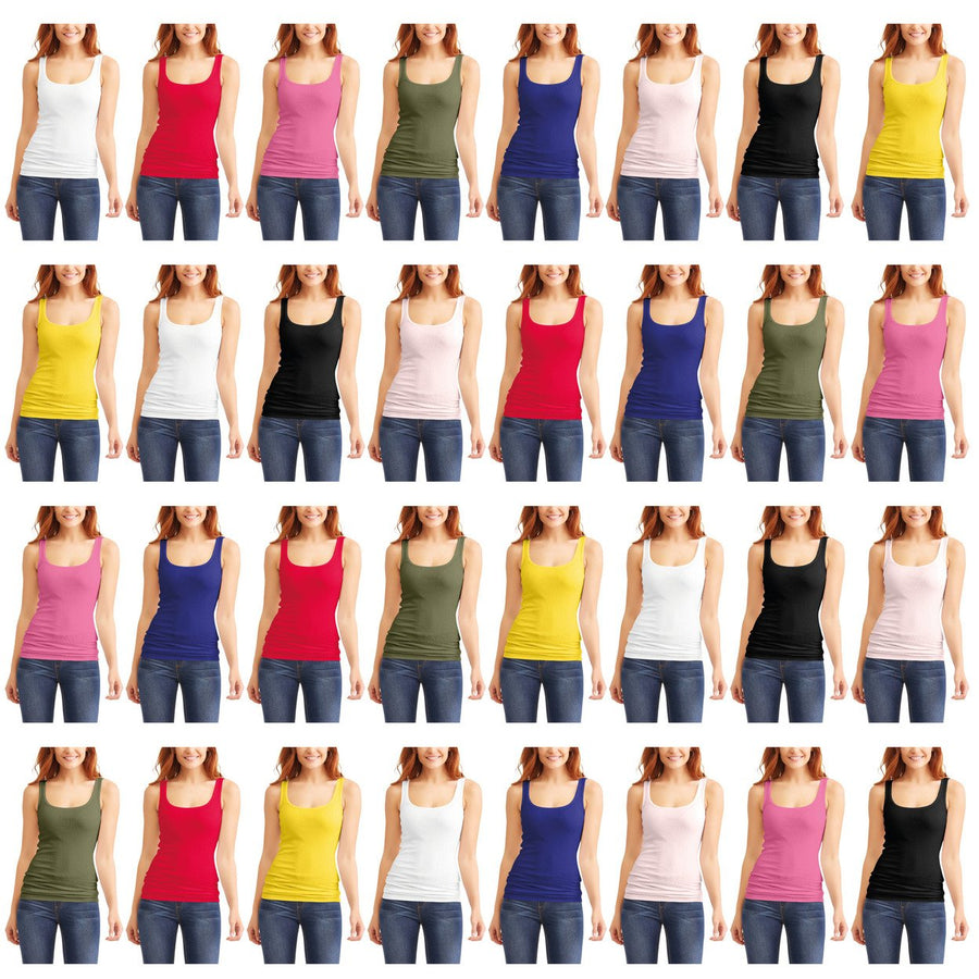 6-Pack Womens 100% Cotton Ribbed Racerback Tank Tops Sizes S-XL Various Colors Image 1