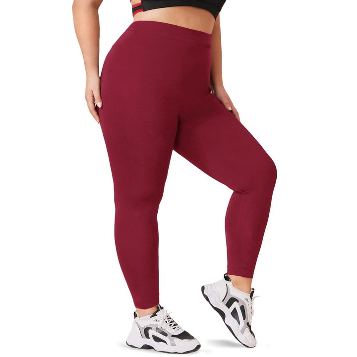 Womens Ultra-Soft High Waisted Yoga Leggings Plus Size Ankle Length Black Image 9