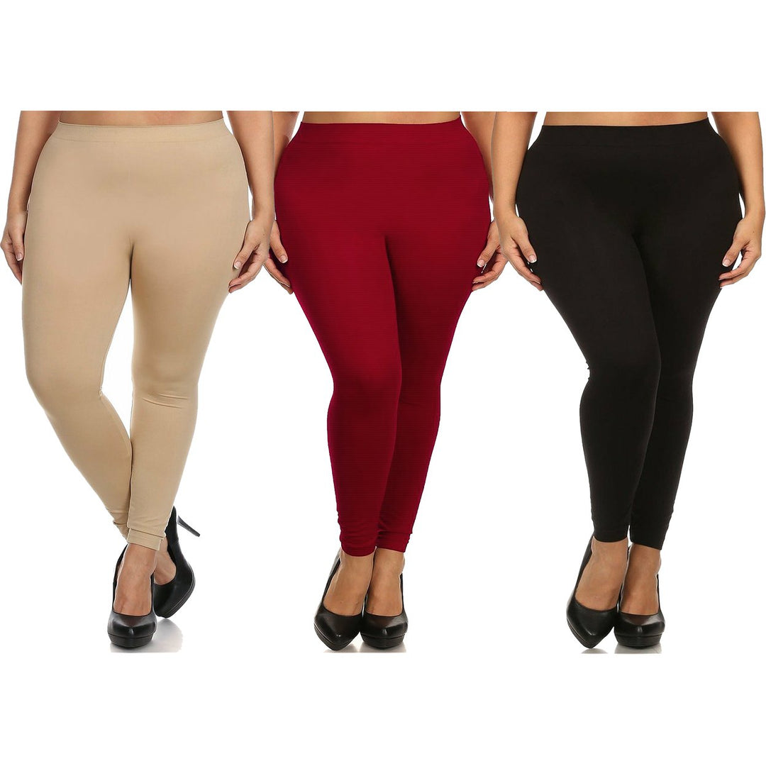 2-Pack Womens Plus Size High Waisted Ultra-Soft Yoga Leggings Ankle-Length Image 6