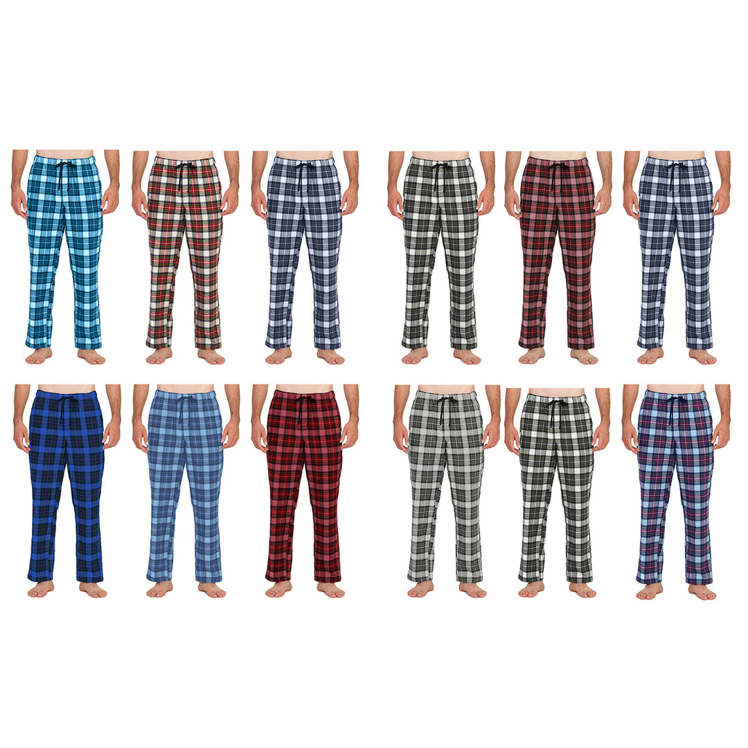 Mens Plaid Pajama Sleep Pants Ultra-Soft Cotton 3-Pack Adjustable Waist Size Choice Image 1