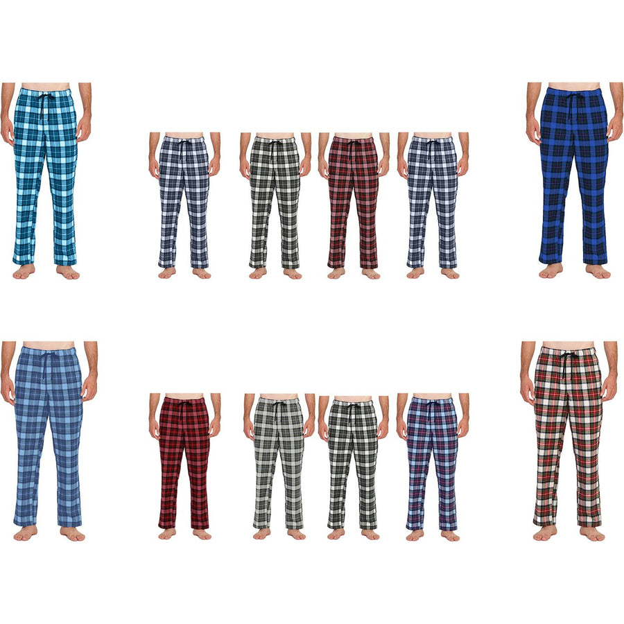 Mens Ultra-Soft Plaid Lounge Pajama Sleep Pants 5-Pack Cotton Adjustable Waist Image 1