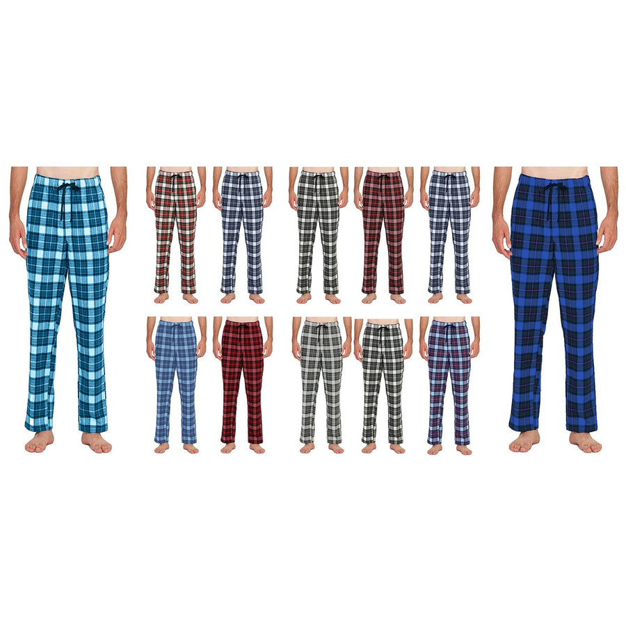 Mens Ultra-Soft Cotton Plaid Lounge Pajama Pants 2/4 Pack Comfy Sleep Wear Image 1