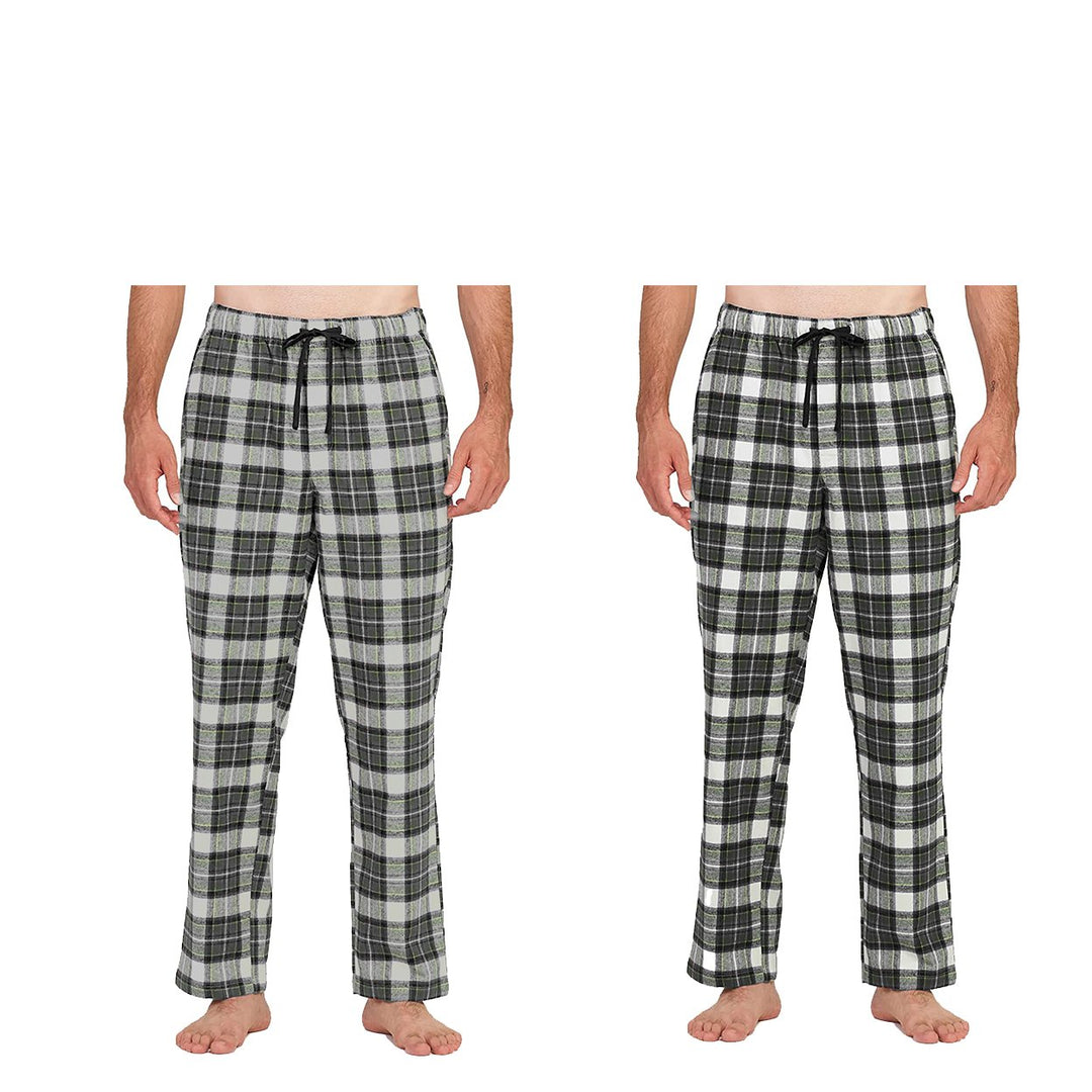 Mens Ultra-Soft Plaid Lounge Pajama Pants 2-Pack Cotton Sleep Wear Casual Loungewear Image 4