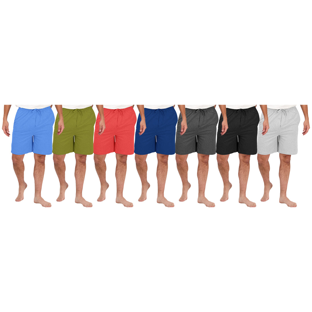 Mens Ultra Soft Jersey Knit Lounge Pajama Shorts 4-Pack Cotton Blend Random Colors Image 1