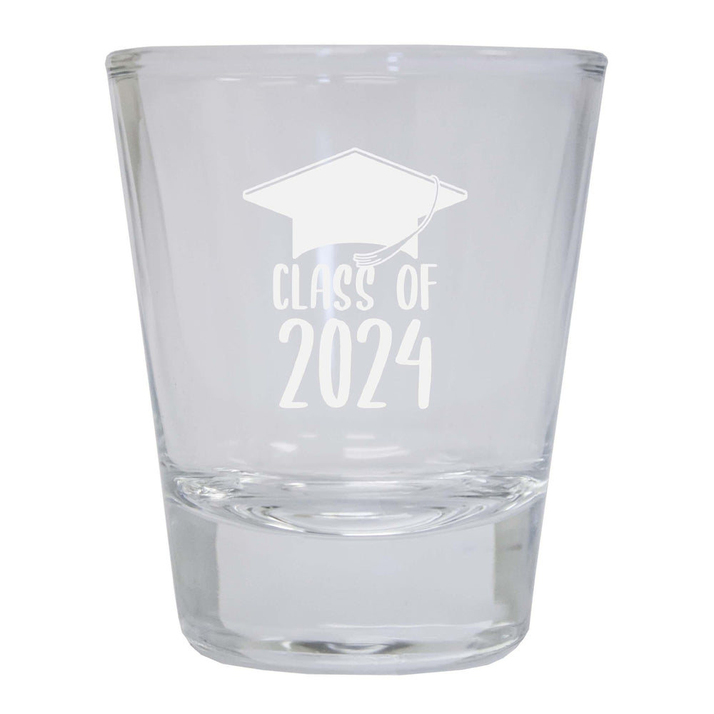 Class of 2024 Graduation 2 Ounce Engraved Shot Glass Round Clear Image 2