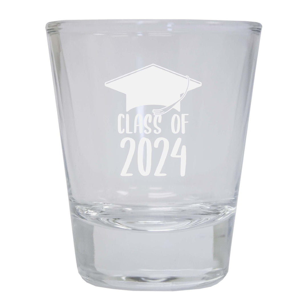 Class of 2024 Graduation 2 Ounce Engraved Shot Glass Round Clear Image 3