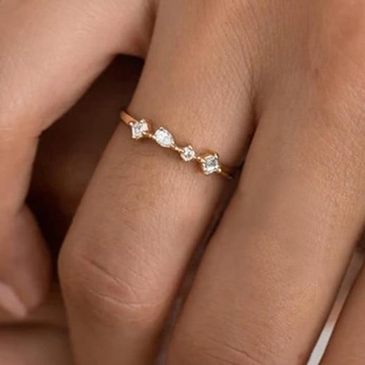 Diamond Set Fine Ring RingKorean EditionElegant and StylishPopular on the InternetHot Selling Ring Ring Ring Image 2
