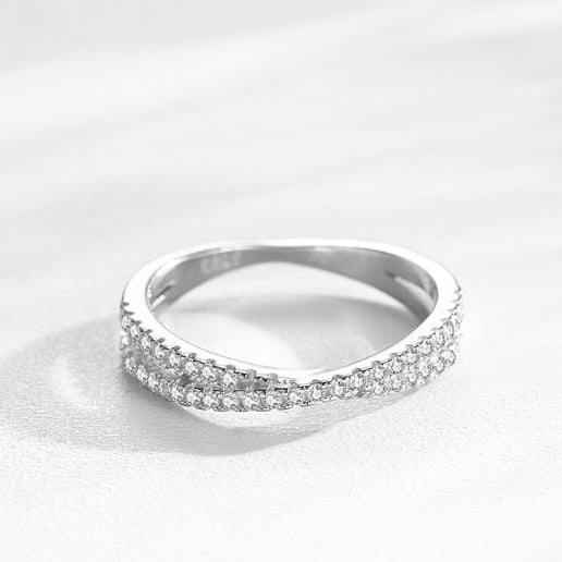 Crossed Line Micro Set Diamond Ring for Womens Instagram Trendy Light Luxury Versatile Fashion Index Finger Image 3