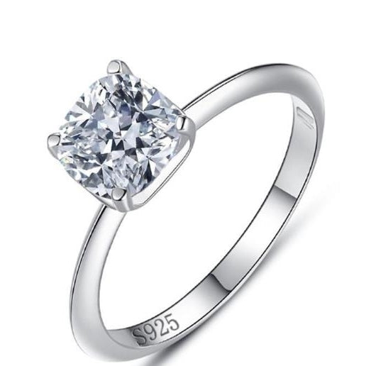 Square single head diamond ring for womenlight luxury and elegant 1 carat diamond ring jewelryValentines Day gift Image 3