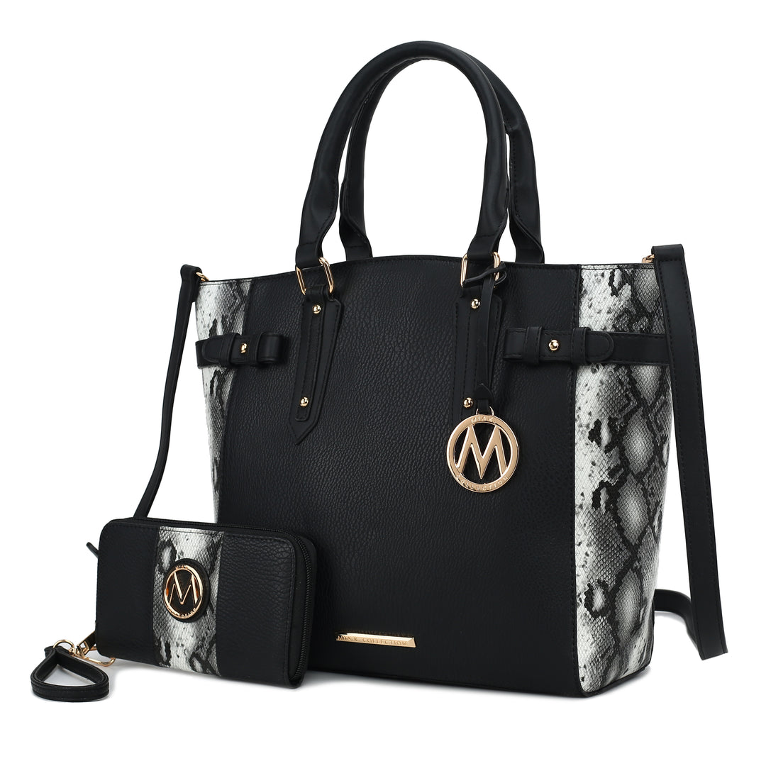 MKF Collection Joelle Snake Embossed Handbag Shoulder Bag Womens Tote bag with matching Wallet by Mia K Image 3