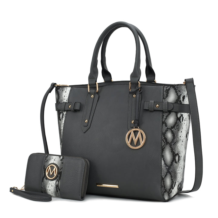 MKF Collection Joelle Snake Embossed Handbag Shoulder Bag Womens Tote bag with matching Wallet by Mia K Image 4