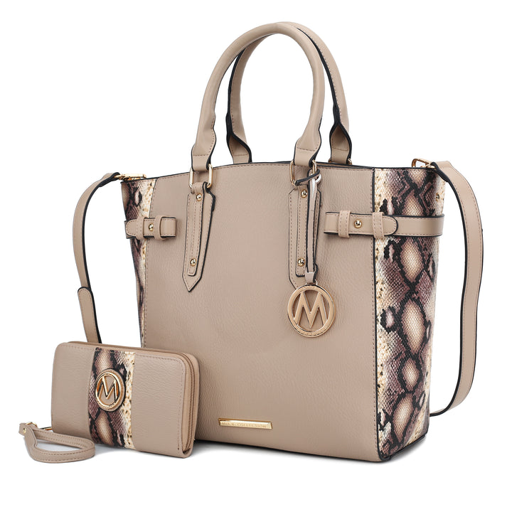 MKF Collection Joelle Snake Embossed Handbag Shoulder Bag Womens Tote bag with matching Wallet by Mia K Image 9