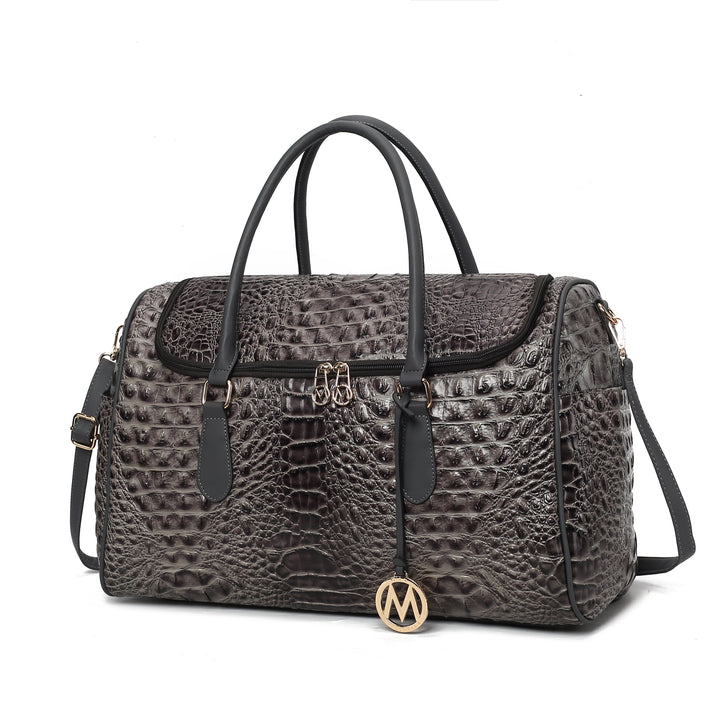 MKF Collection Rina Crocodile Embossed Travel Bag Womens Duffel Bag Vegan Leather by Mia K Image 3