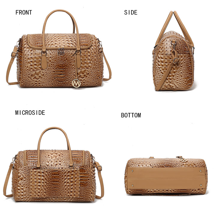 MKF Collection Rina Crocodile Embossed Travel Bag Womens Duffel Bag Vegan Leather by Mia K Image 9