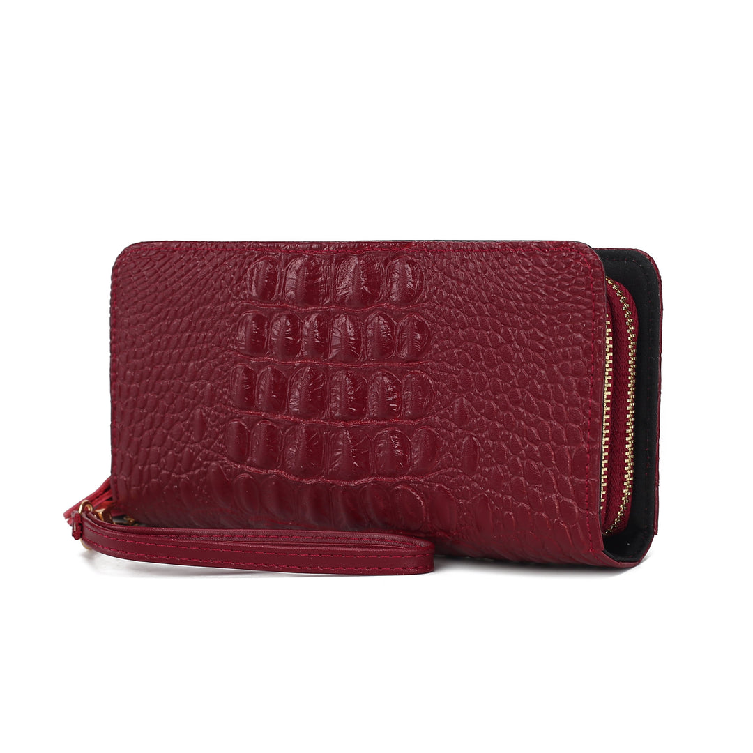 MKF Collection Eve Womens Wallet Genuine Leather Crocodile-embossed Wristlet Wallet by Mia K Image 3