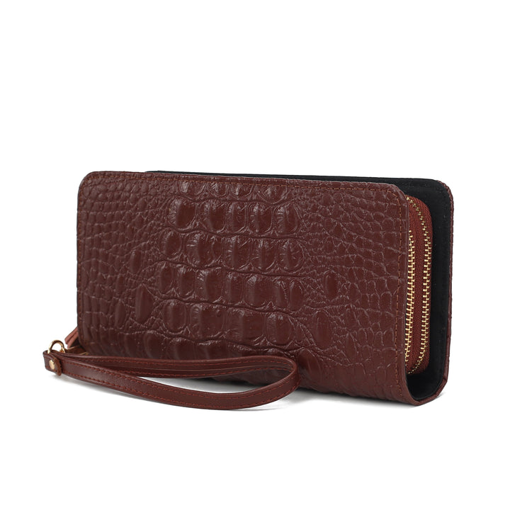 MKF Collection Eve Womens Wallet Genuine Leather Crocodile-embossed Wristlet Wallet by Mia K Image 4