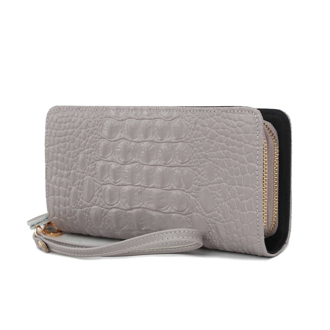 MKF Collection Eve Womens Wallet Genuine Leather Crocodile-embossed Wristlet Wallet by Mia K Image 6