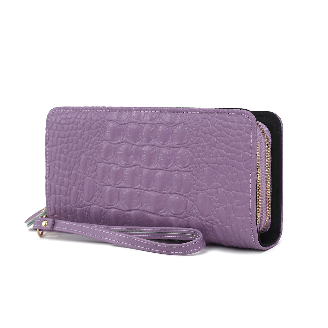 MKF Collection Eve Womens Wallet Genuine Leather Crocodile-embossed Wristlet Wallet by Mia K Image 7