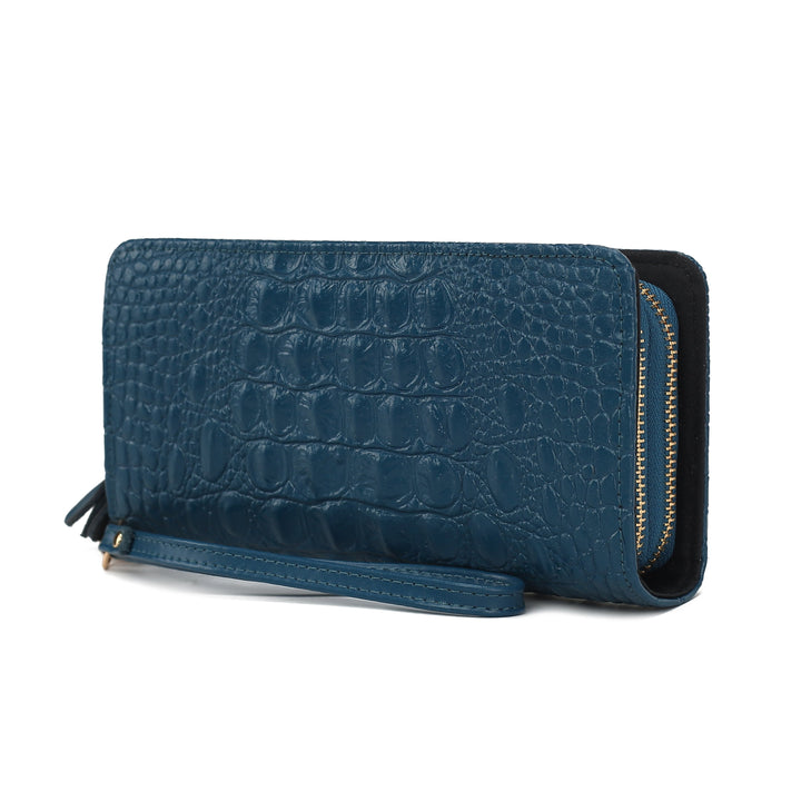 MKF Collection Eve Womens Wallet Genuine Leather Crocodile-embossed Wristlet Wallet by Mia K Image 11