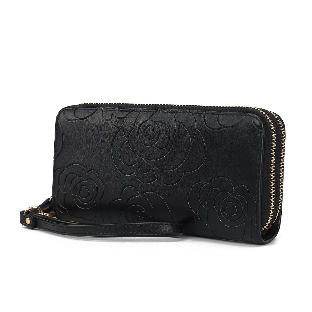 MKF Collection Eve Womens Wallet Genuine Leather Flower-embossed Wristlet Wallet by Mia K Image 2