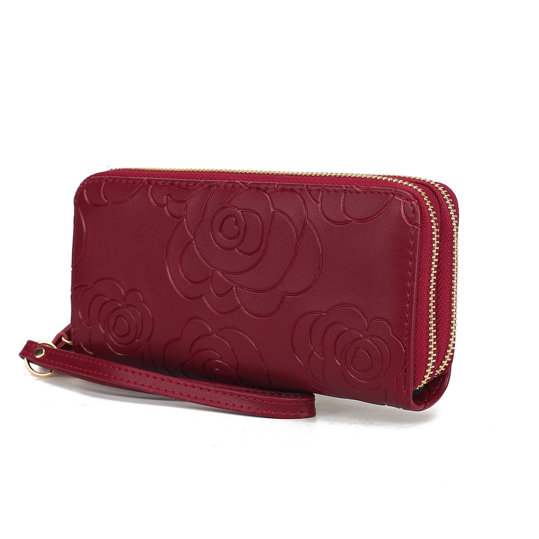 MKF Collection Eve Womens Wallet Genuine Leather Flower-embossed Wristlet Wallet by Mia K Image 3