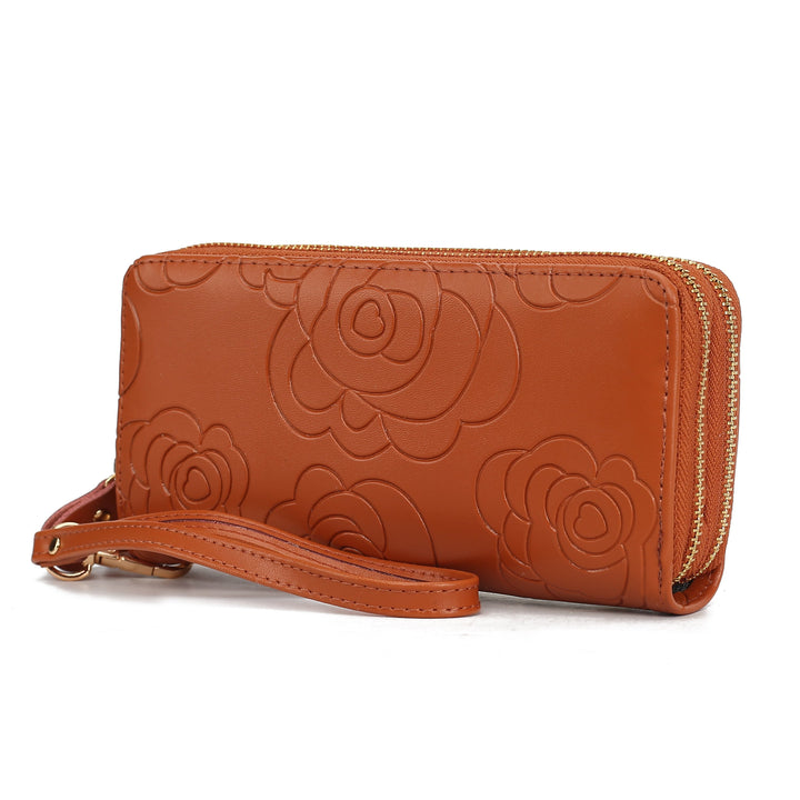 MKF Collection Eve Womens Wallet Genuine Leather Flower-embossed Wristlet Wallet by Mia K Image 4