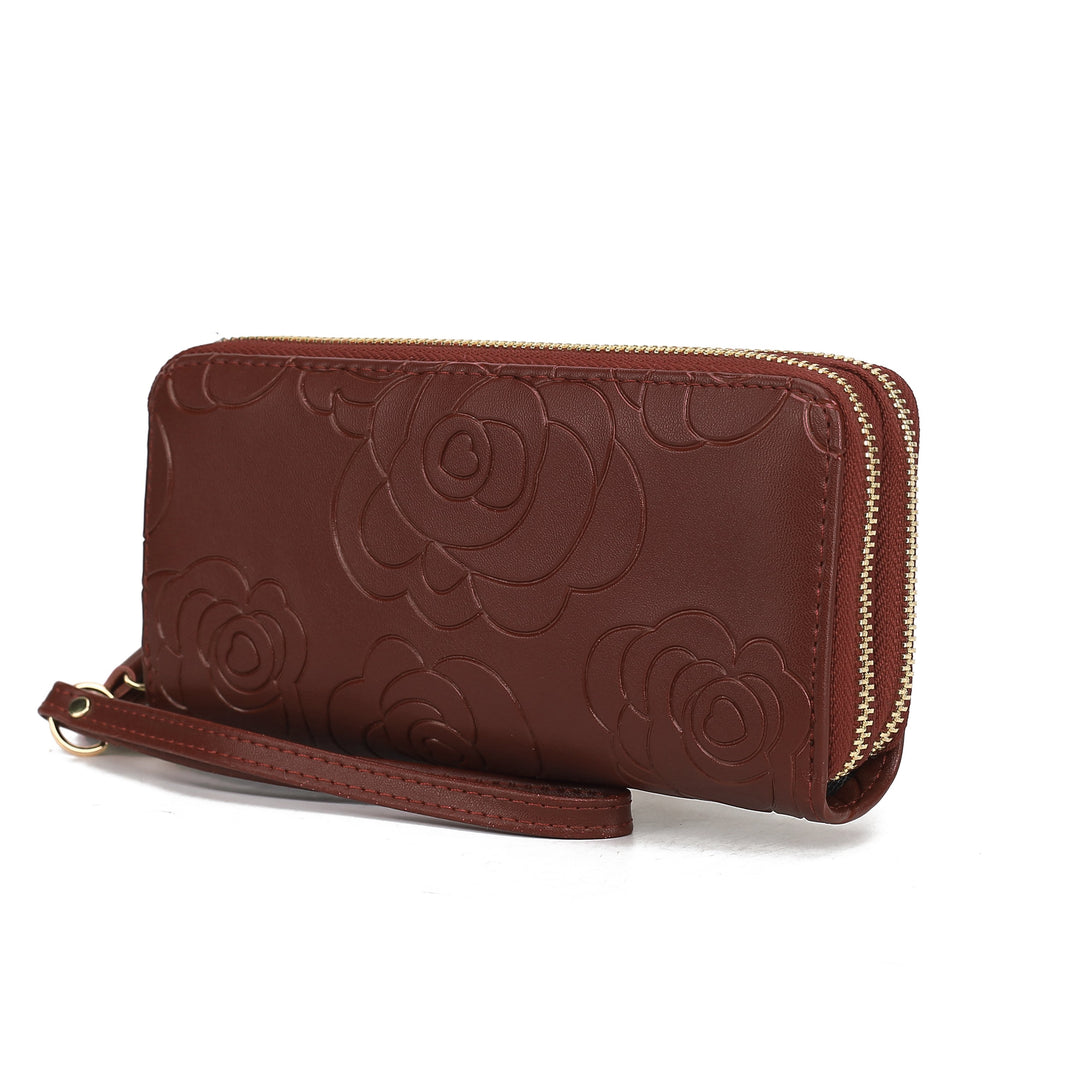 MKF Collection Eve Womens Wallet Genuine Leather Flower-embossed Wristlet Wallet by Mia K Image 4